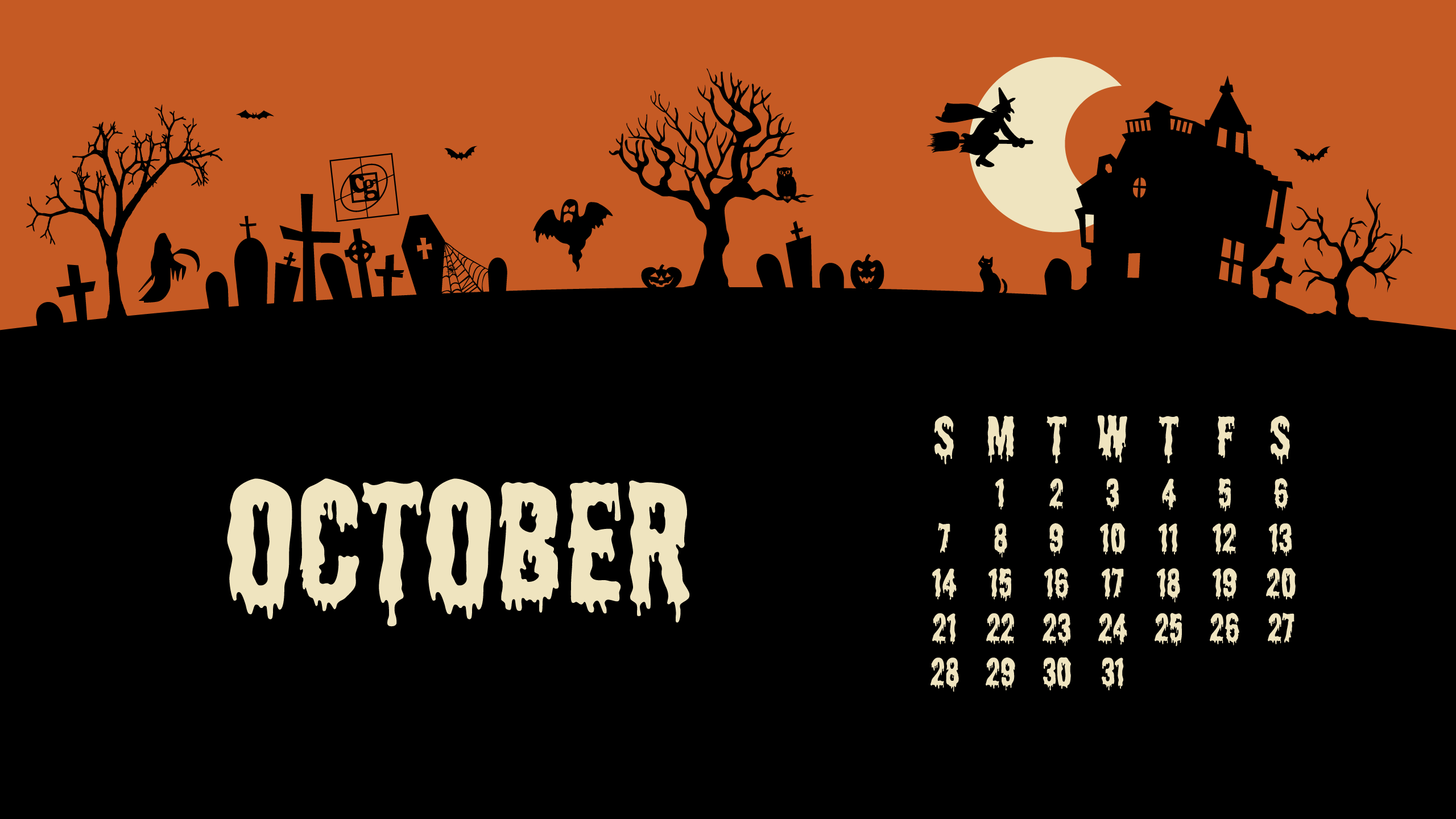 october desktop calendar