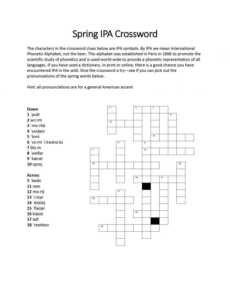 Free download: Spring IPA Crossword Puzzle Composure Graphics